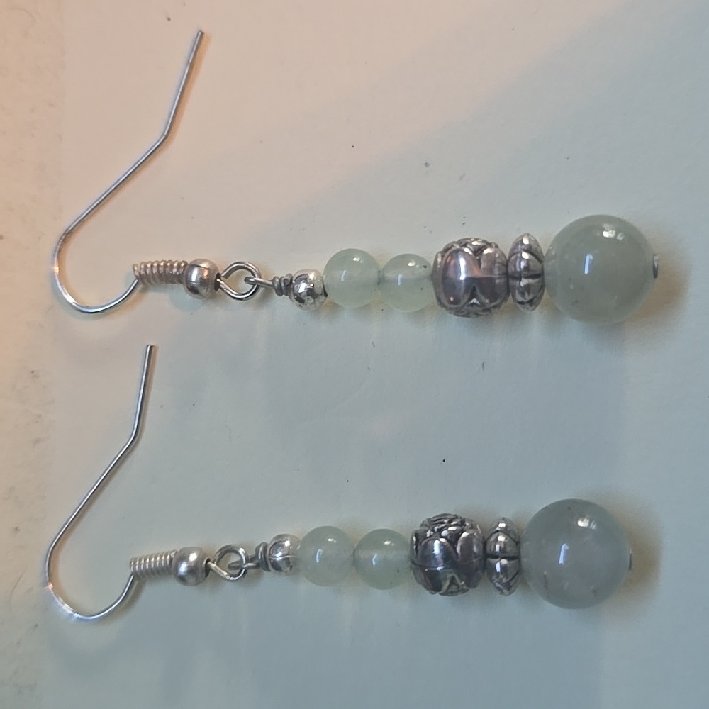 Chic Silver and Green Dangle Earrings
